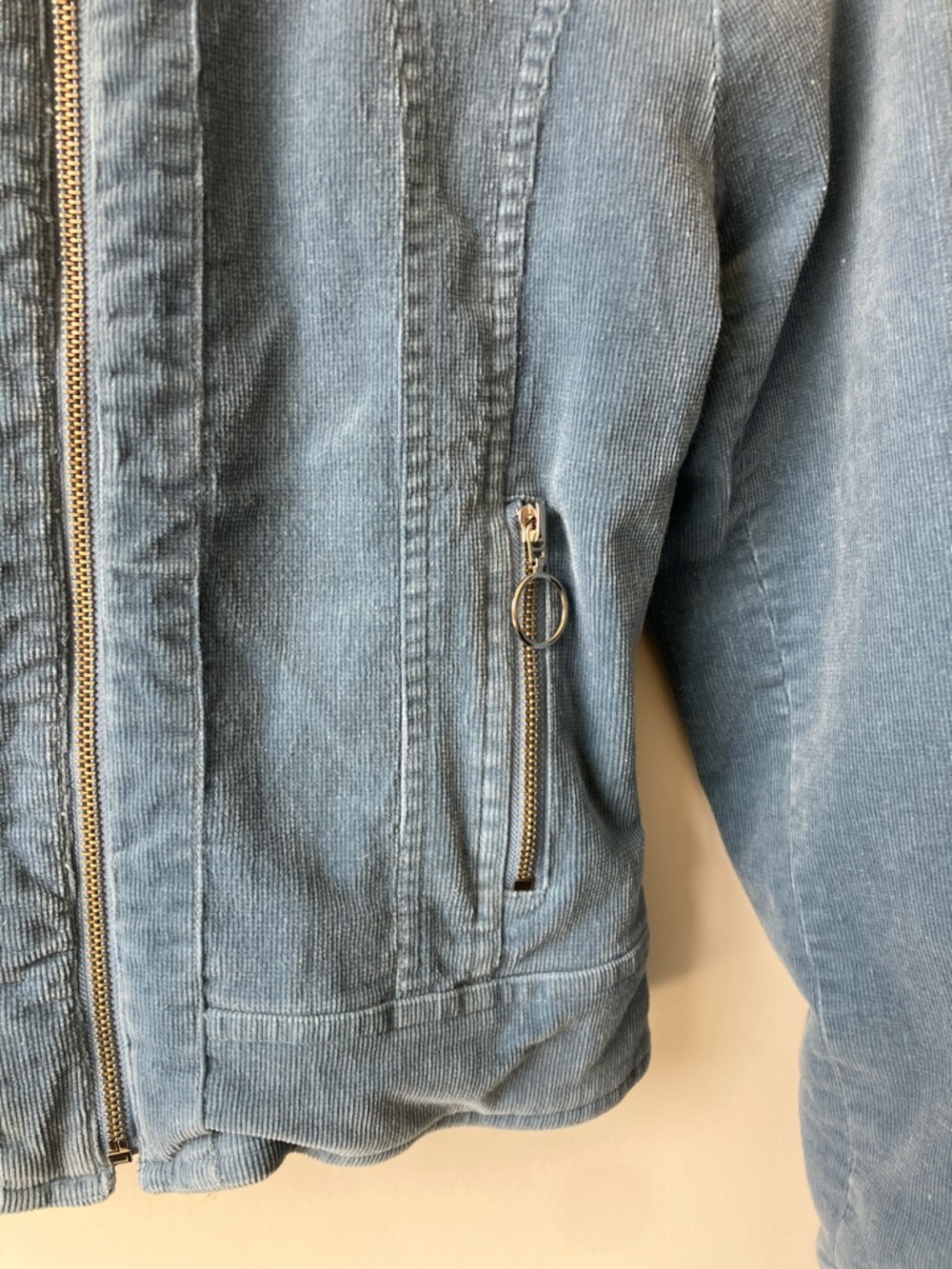 ROOMMATES California Vintage Light Blue Corduroy Zip-Front Fitted Jacket Size M - Picture 5 of 12